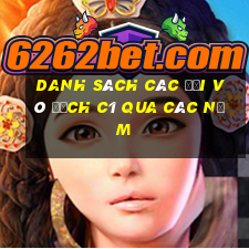 danh sách các đội vô địch c1 qua các năm