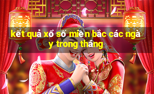 kết quả xổ số miền bắc các ngày trong tháng