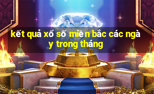 kết quả xổ số miền bắc các ngày trong tháng