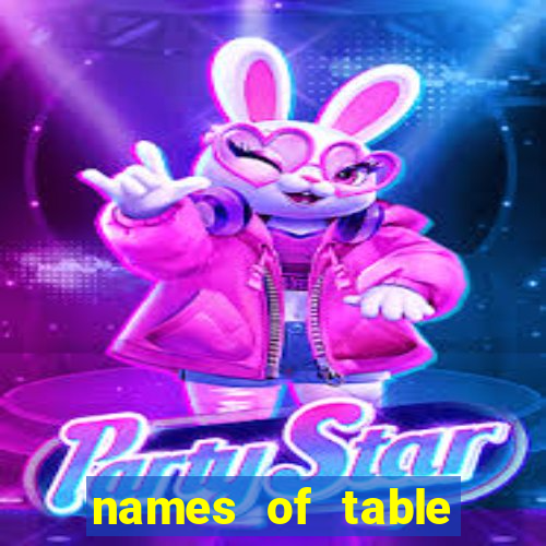 names of table games casino