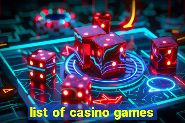 list of casino games